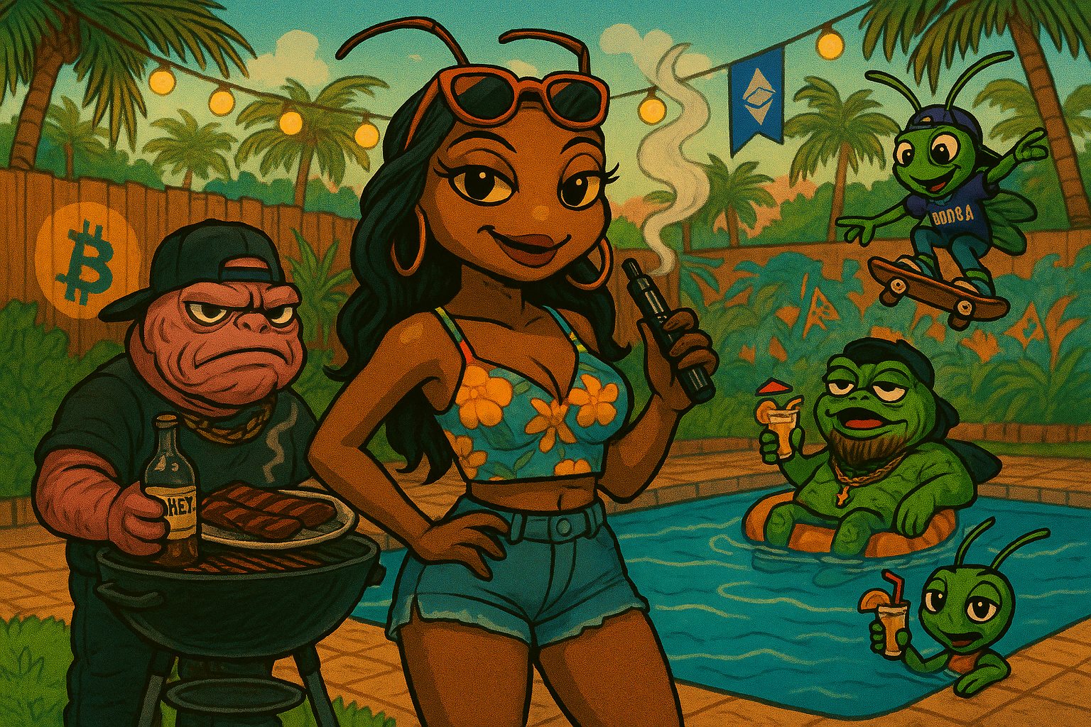 Sucia Beetle with vape in nightclub setting